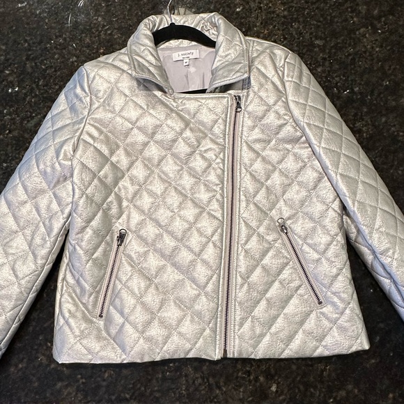 J. Society Silver Quilted Moto Jacket - Picture 5 of 5